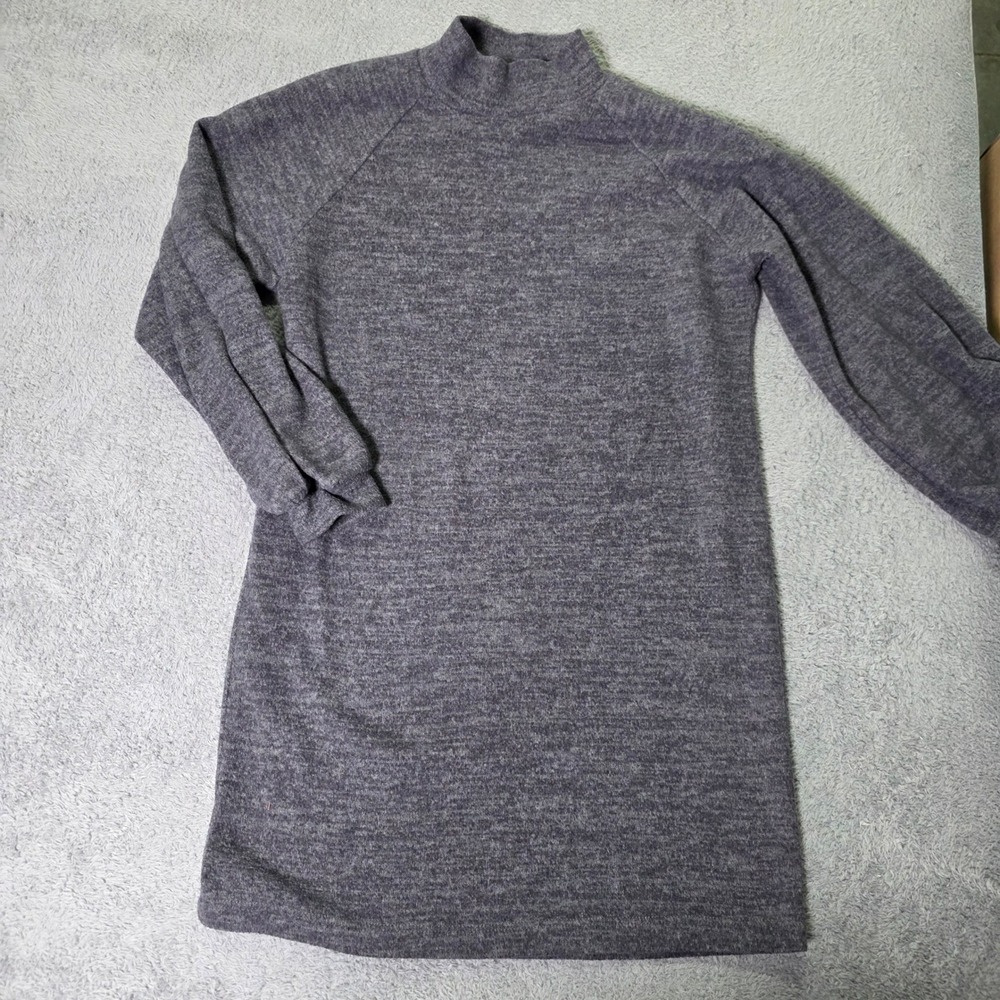 Lush Womens S Sweater Dress Charcoal Grey Mock Neck Raglan Long Sleeve Knit